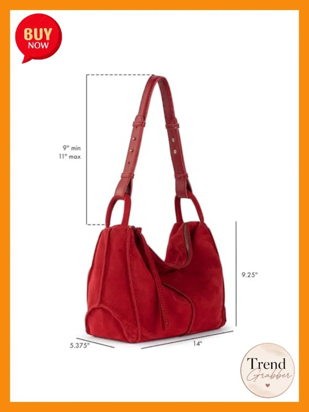 Large Hobo Purse - Premium Leather Handbag with Zipper Pocket, Everyday Travel